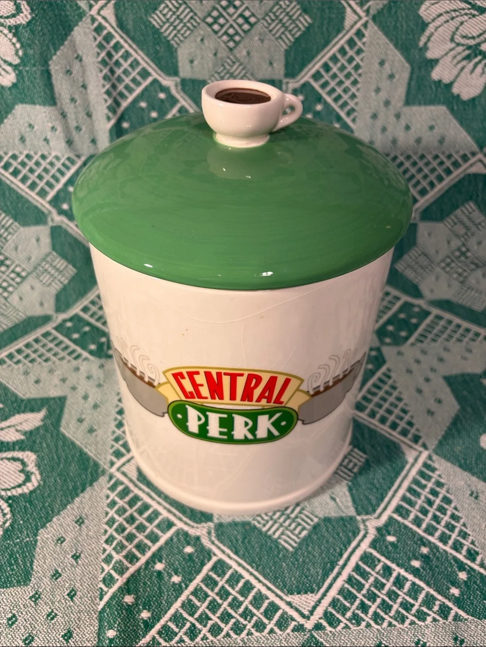 FRIENDS Central Perk Ceramic Canister with Green Lid